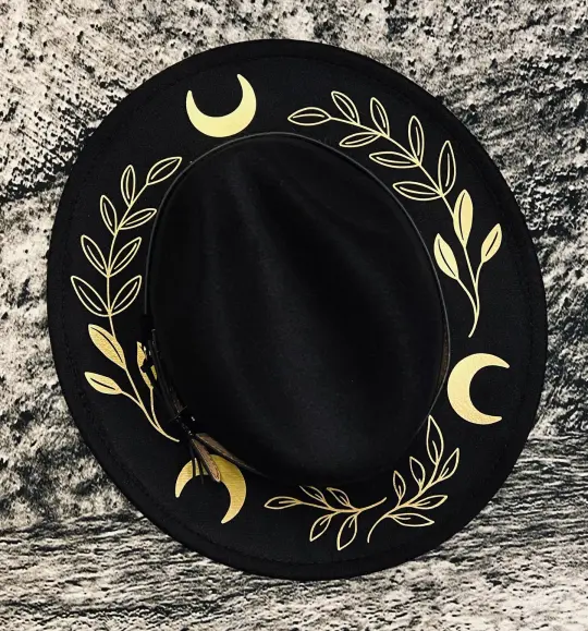 Gold Fern Moon Vegan Felt Hat