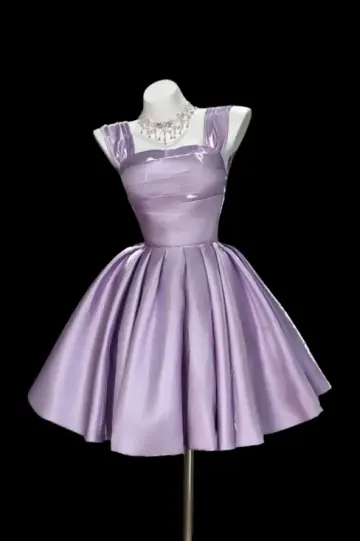 Minimalist Lavender A-Line Square Corset Mini Prom Dress Homecoming Dress RS423