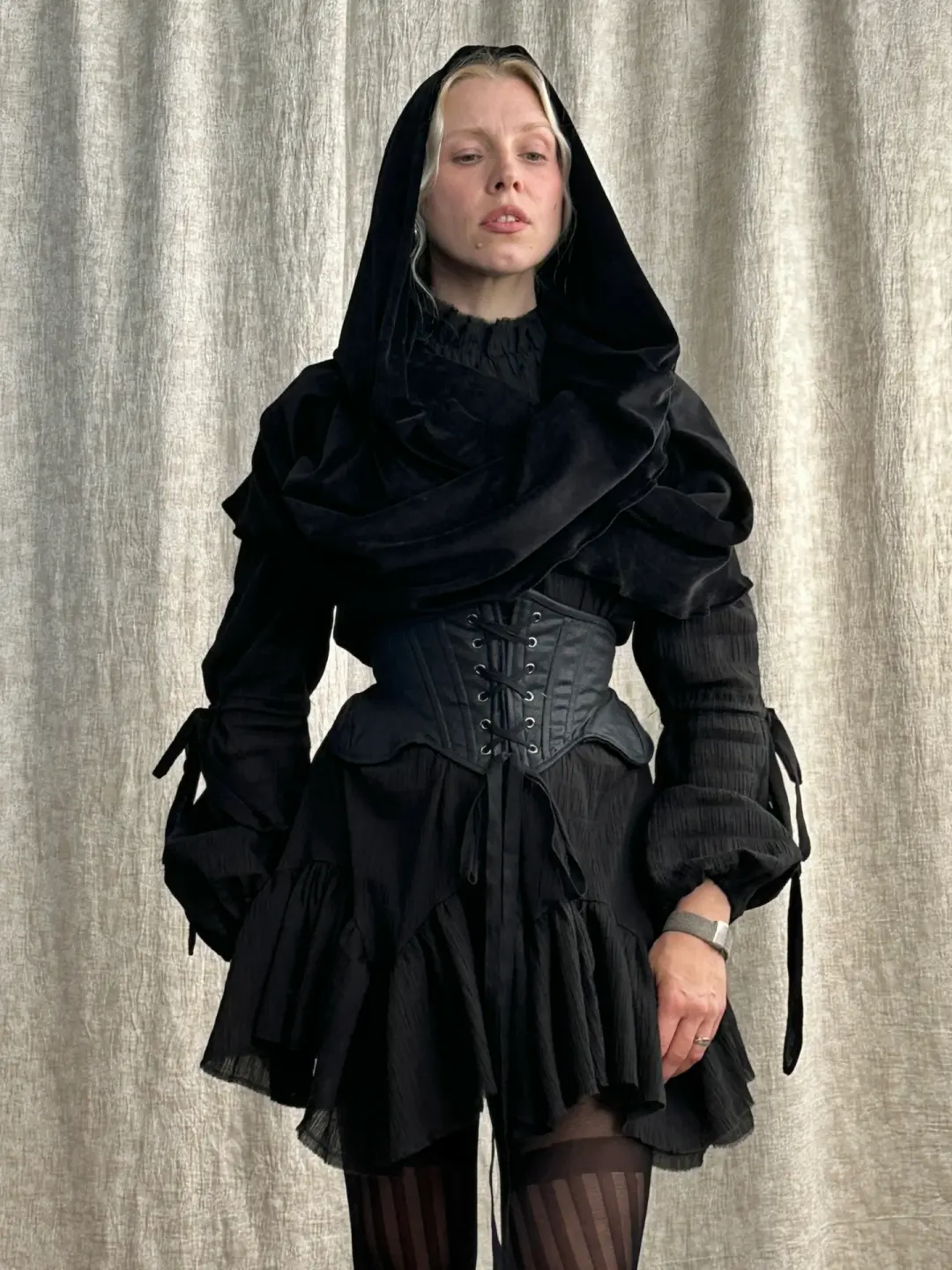 FW '26: Mythic Cowl in Black Cotton Velour (Pre-Order)