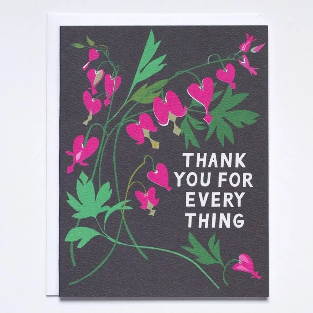 Bleeding Heart Floral Bouquet Thank You Card