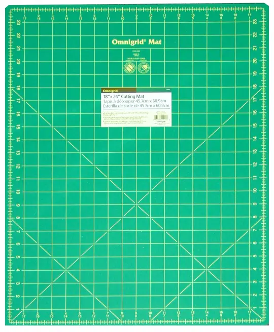 Cutting Mat Omnigrid Green with Yellow Grid 18in x 24in