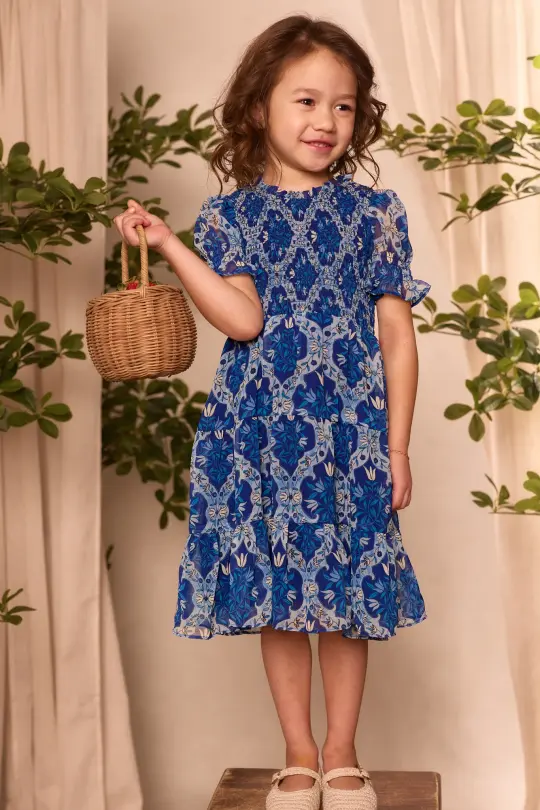 Mini Cordelia Dress in Trellis Foulard