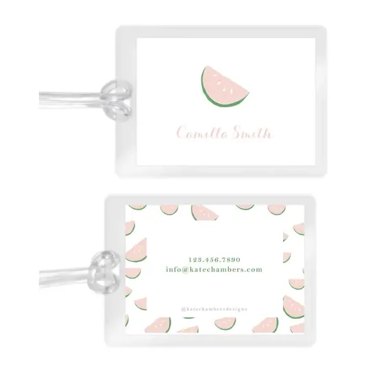 Girl's Watercolor Watermelon Laminated Bag Tag