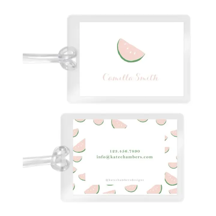 Girl's Watercolor Watermelon Laminated Bag Tag