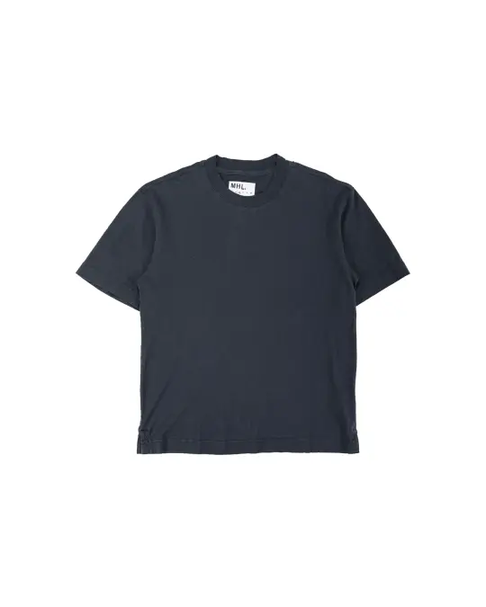 MHL Simple T-Shirt Organic Cotton Linen Jersey Navy