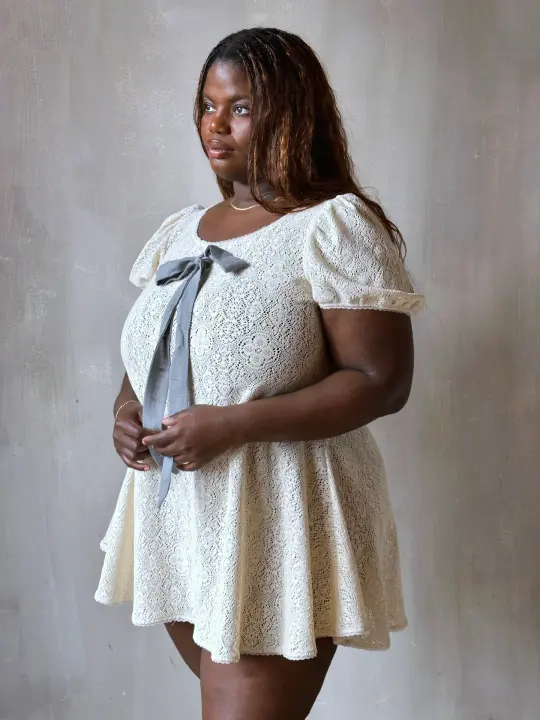 Spring '26: "Laura" Mini Dress in Ivory Cotton Lace (Pre-Order)