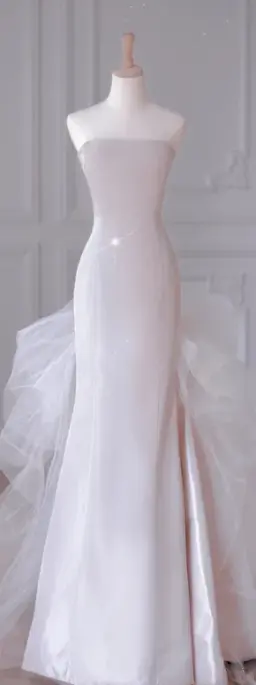 White Tube Top Fitted-Waist Slim-Fit Bodycon Long Bridal Gown R5922