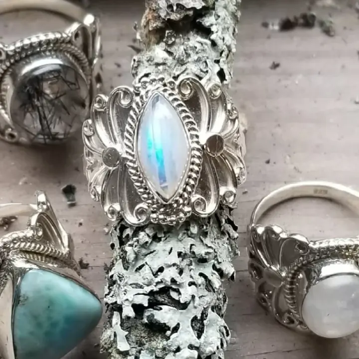 Oklahoma Ring - Moonstone Marquise in Sterling Silver
