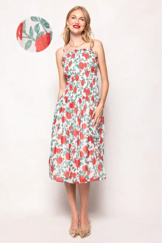 Kimberly Dress in Red Roses
