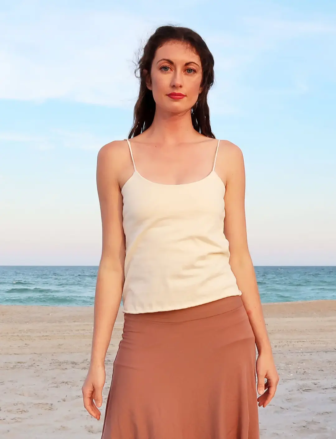 Adjustable Strap Built In Bra Simplicity Cropped Shirt
