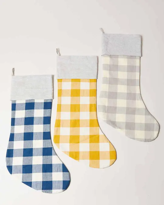 Farmer's Gingham Stockings - Ochre