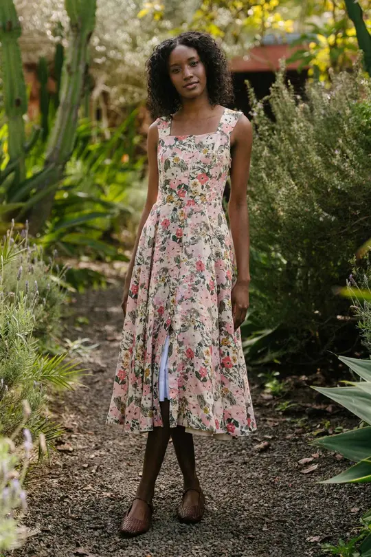 Underhill – Square-Neck Linen Midi Dress