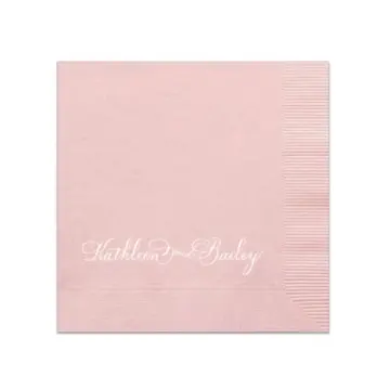 Custom Simple Couple's Script Name Printed Cocktail Napkins