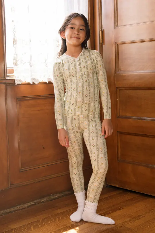 Mini So Soft Henley Pajama Set in Merry Mail Linear