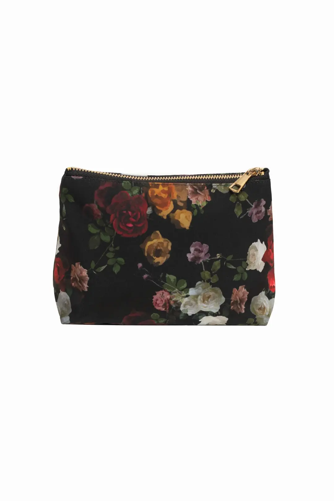 Black Makeup Bag with Floral Print | Rose Garden
