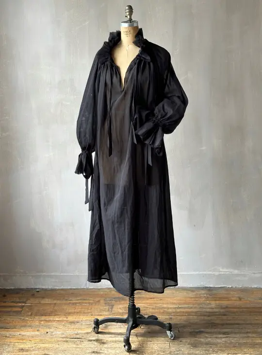 Ultra Maxi Alchemist Chemise in Black Cotton Gauze (In Stock)