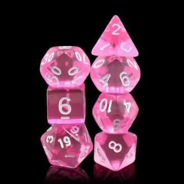 Pink Magenta Gems Dice Set – 7-Piece Vibrant Pink Acrylic DnD Dice
