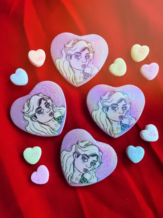 FRAN holographic heart badge