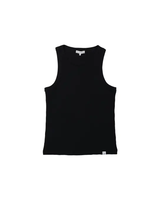 Merz B. Schwanen RIBTANK01 Iconic Ribbed Cotton Tank Top Deep Black