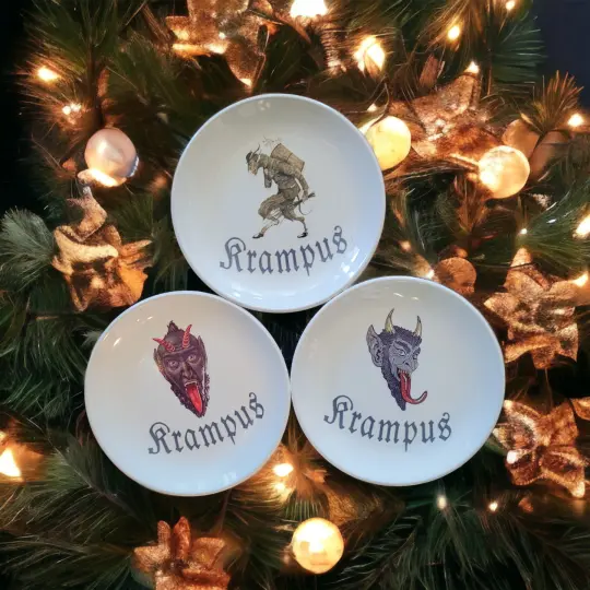 Krampus holiday plate set krampusnacht party holiday gift
