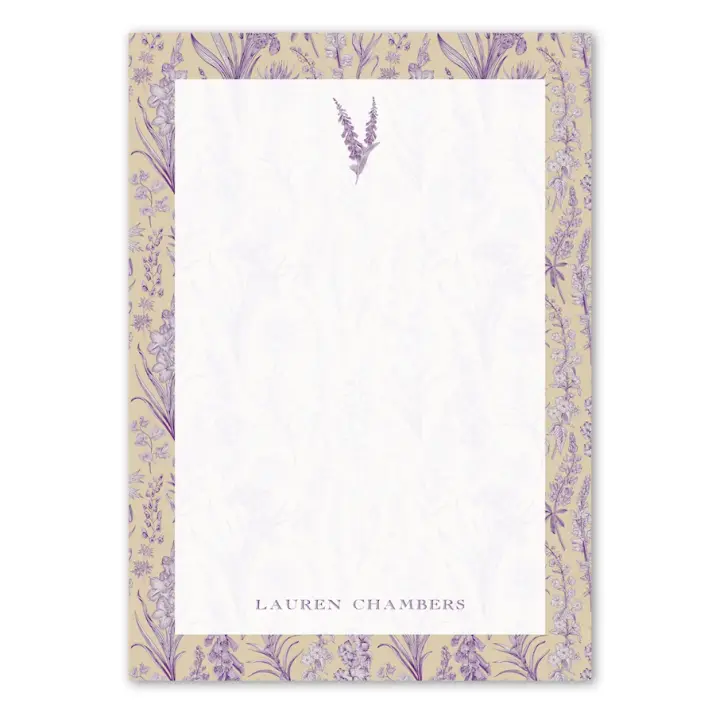 Women's Vintage Lavender Botanicals Custom Notepad