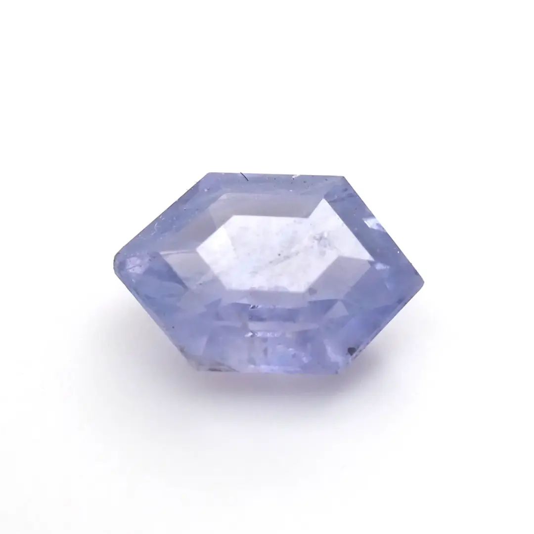 Milky blue sapphire hexagon step cut .65ct