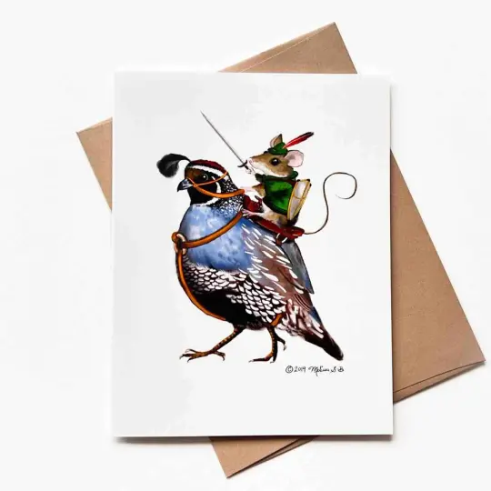 Quail and Mouse Card, Wholesale 6 Pack