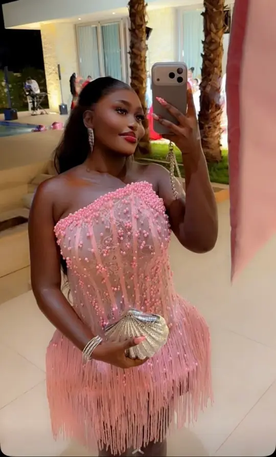 French Chic Pink A-Line Strapless Bodycon Mini Dress with Tassel Homecoming Dress RS236
