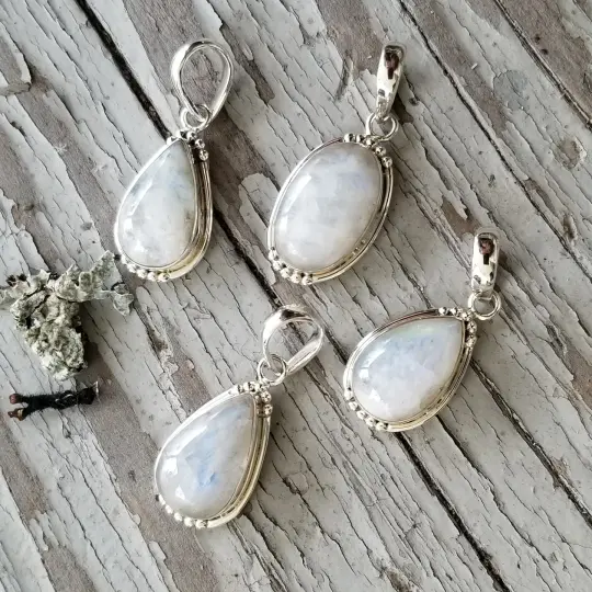 Sweet Simplicity - Moonstone Pendants in Sterling Silver