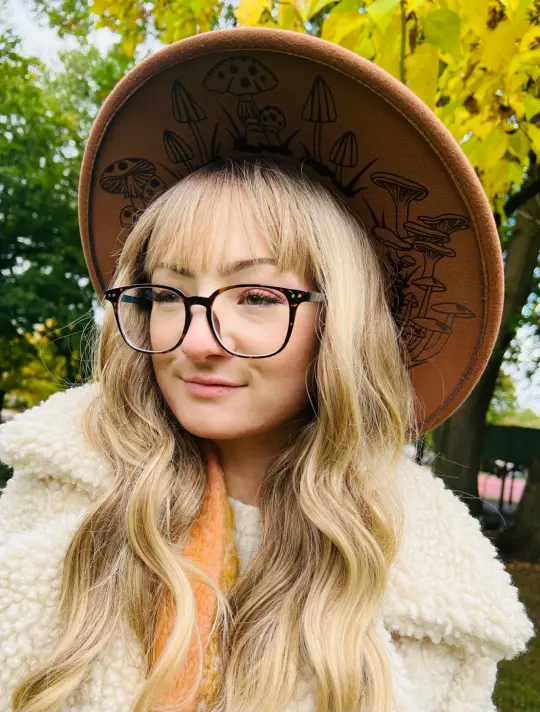 Caramel Mushrooms Vegan Felt XL Wide Brim Hat