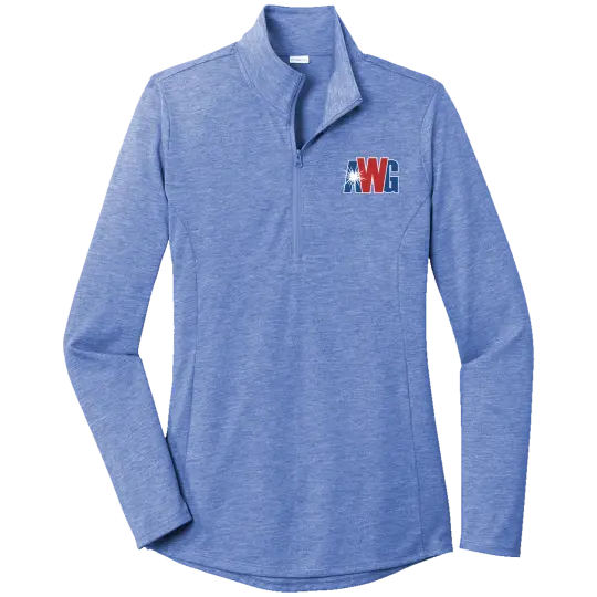AWG LST407 Sportek Ladies 1/4 zip Triblend pullover