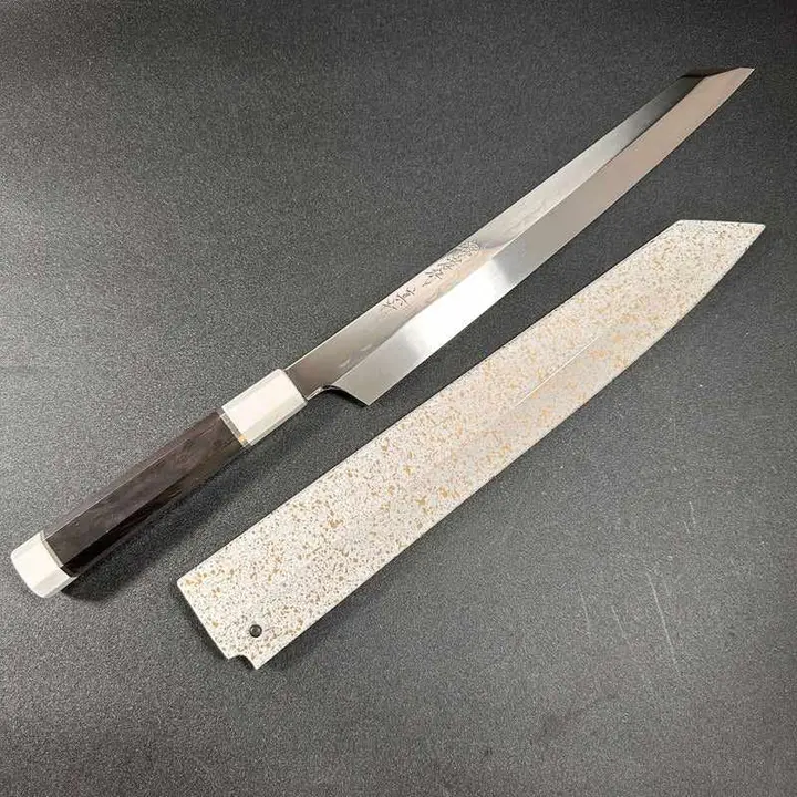 Sakai Takayuki Mirrored Honyaki Water-Quenched Kiritsuke-Yanagiba 300mm SHINUCHI with Saya Sheath
