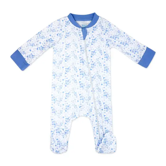 Baby Mode Baby Girls Bluebirds Zippered Footed Sleeper, 0-3M