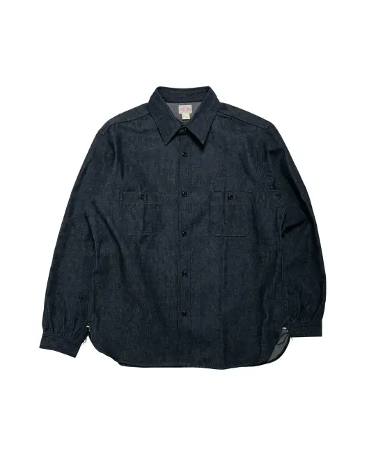 The Real McCoy's MS25103 8HU Denim Serviceman Work Shirt Indigo