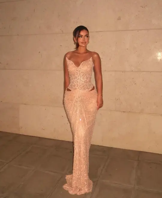 Sequins Fish scale-Tulle Hazy Bodycon Prom Gown , Sparkly Ivory Maxi Cocktail Dress RS1920