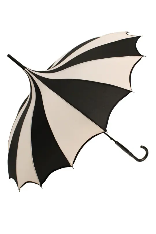 Batwing Pagoda Umbrella [BLACK/WHITE STRIPED]