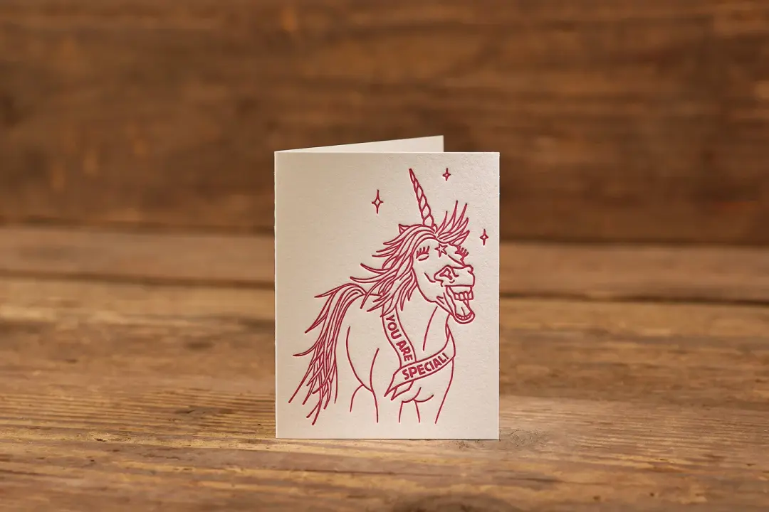 Special Unicorn Letterpress Card (A2: 5.5 x 4.25")