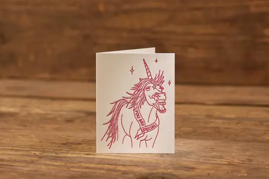 Special Unicorn Letterpress Card (A2: 5.5 x 4.25")