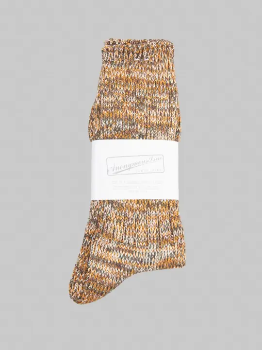 Anonymous Ism 5 Colour Mix Crew Socks Brown