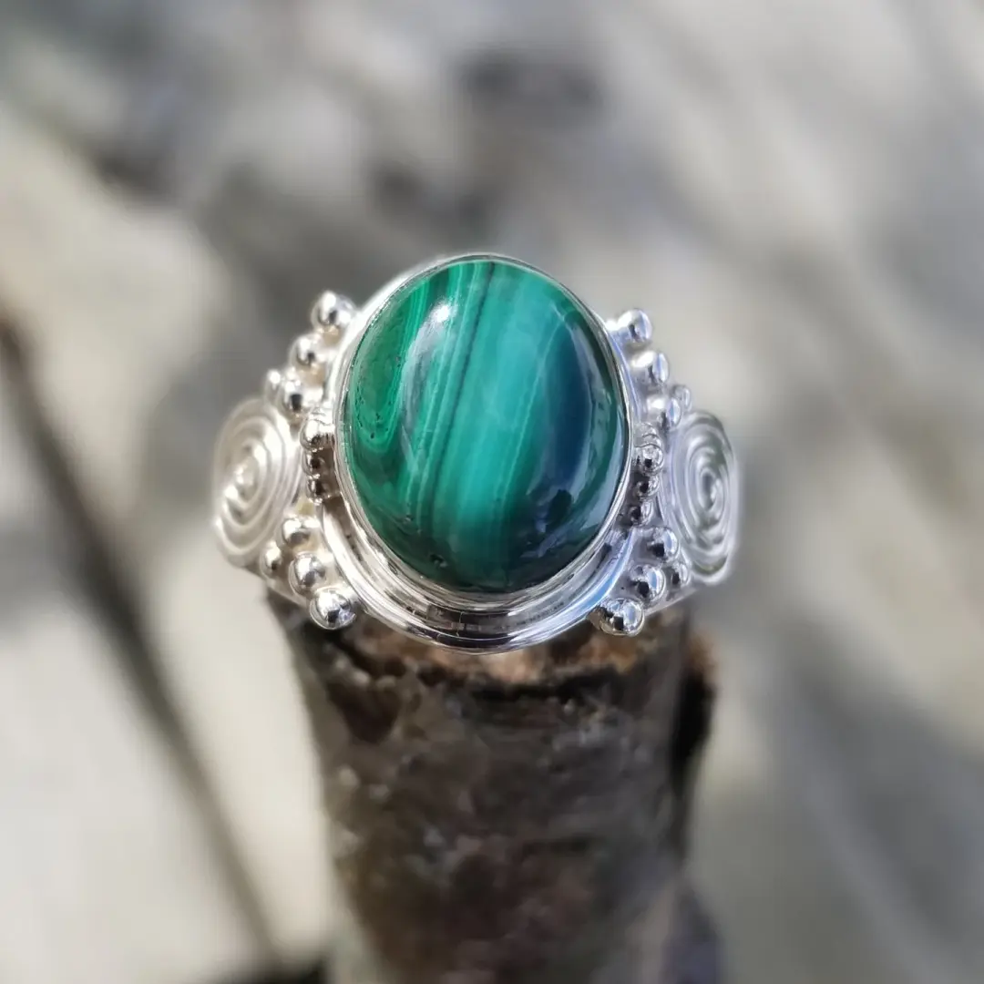 Healer - Malachite Ring in Sterling Silver