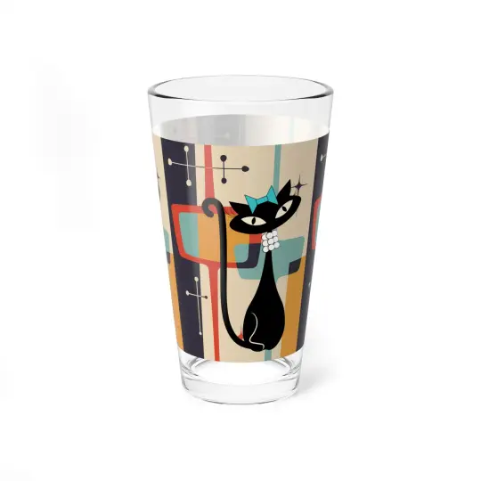 Atomic Cat in Pearls Mixing Glass, 16oz