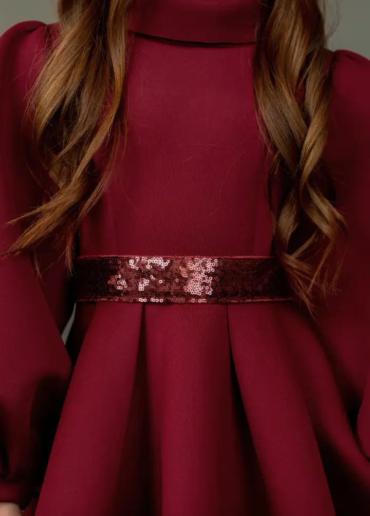 Molly Sequin Belt in Burgundy