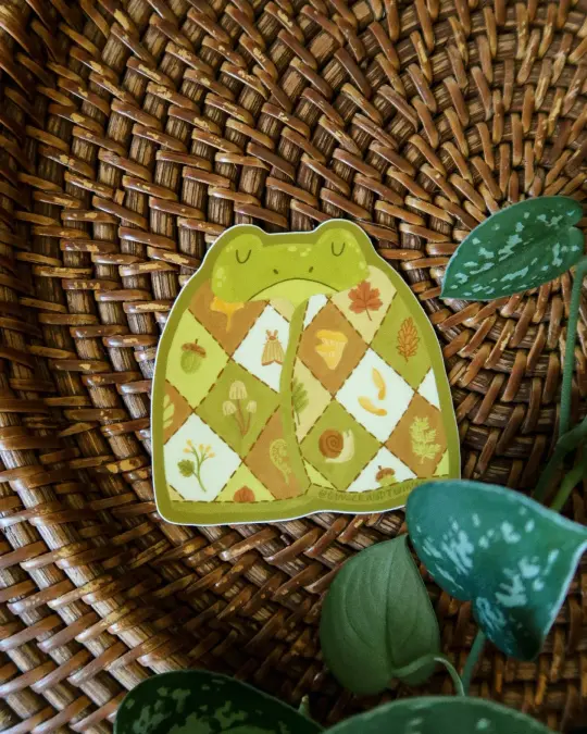 Woodland Quilt Frog Sticker
