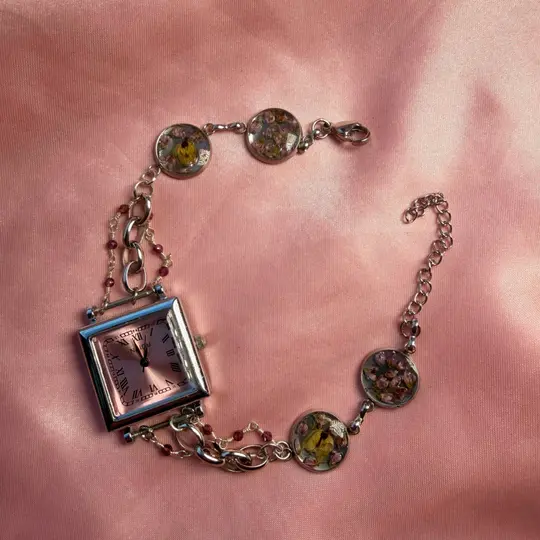 Royal - Silver Real Flower Watch Bracelet