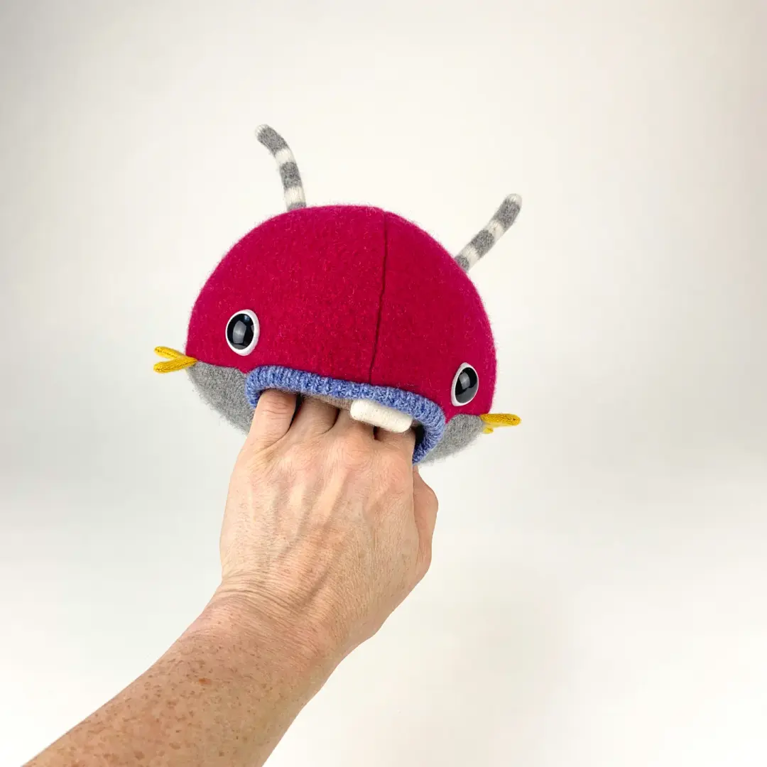 Fritter the handmade plush monster