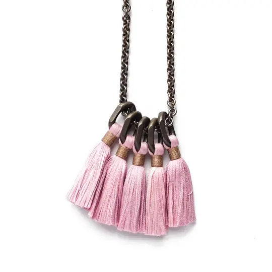 Silk Tassel Necklace - Blush