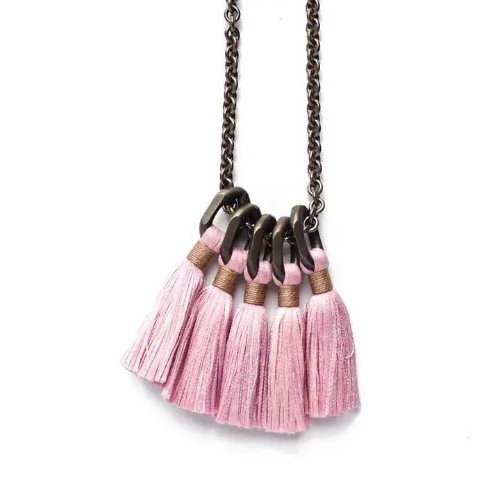 Silk Tassel Necklace - Blush